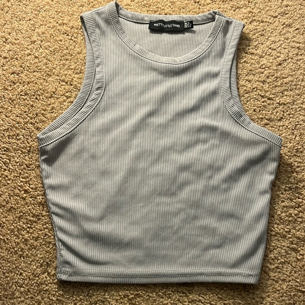 PRETTY LITTLE THING GREY HALTER TOP